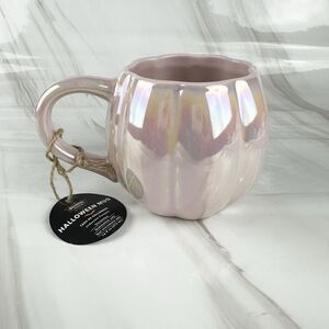The Halloween Collection Pink Iridescent Pumpkin Mug Stoneware Brand New